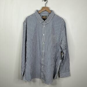 Johnny Bigg Men's Size 2XL Navy White Henshall Striped Button Down Shirt